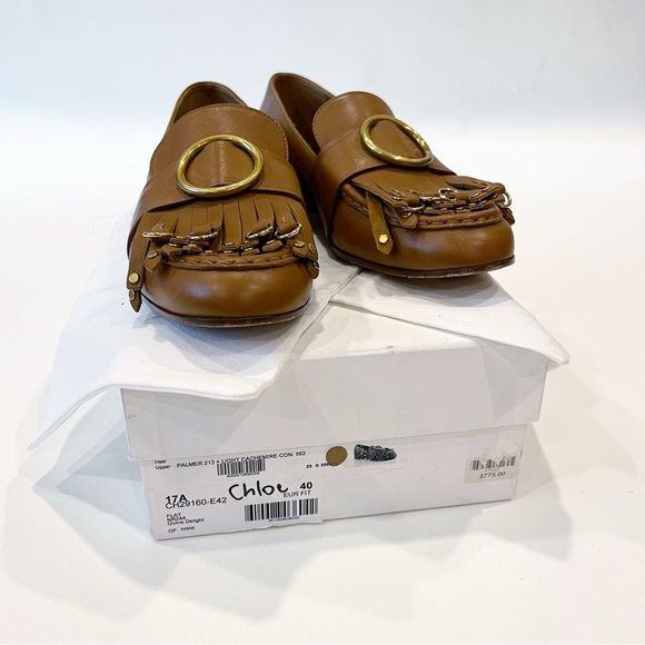 Chloe Olly Brown Leather Loafers Size 40